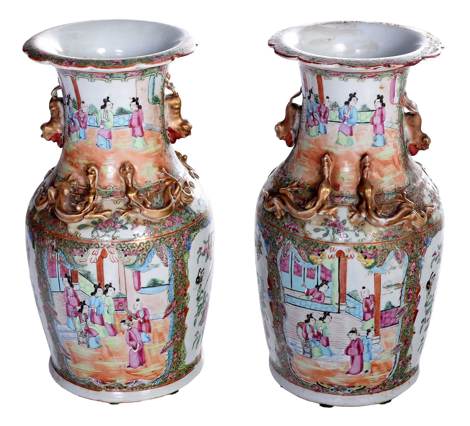 Pair of Chinese Export Rose Medallion Porcelain Vases (1 of 10)