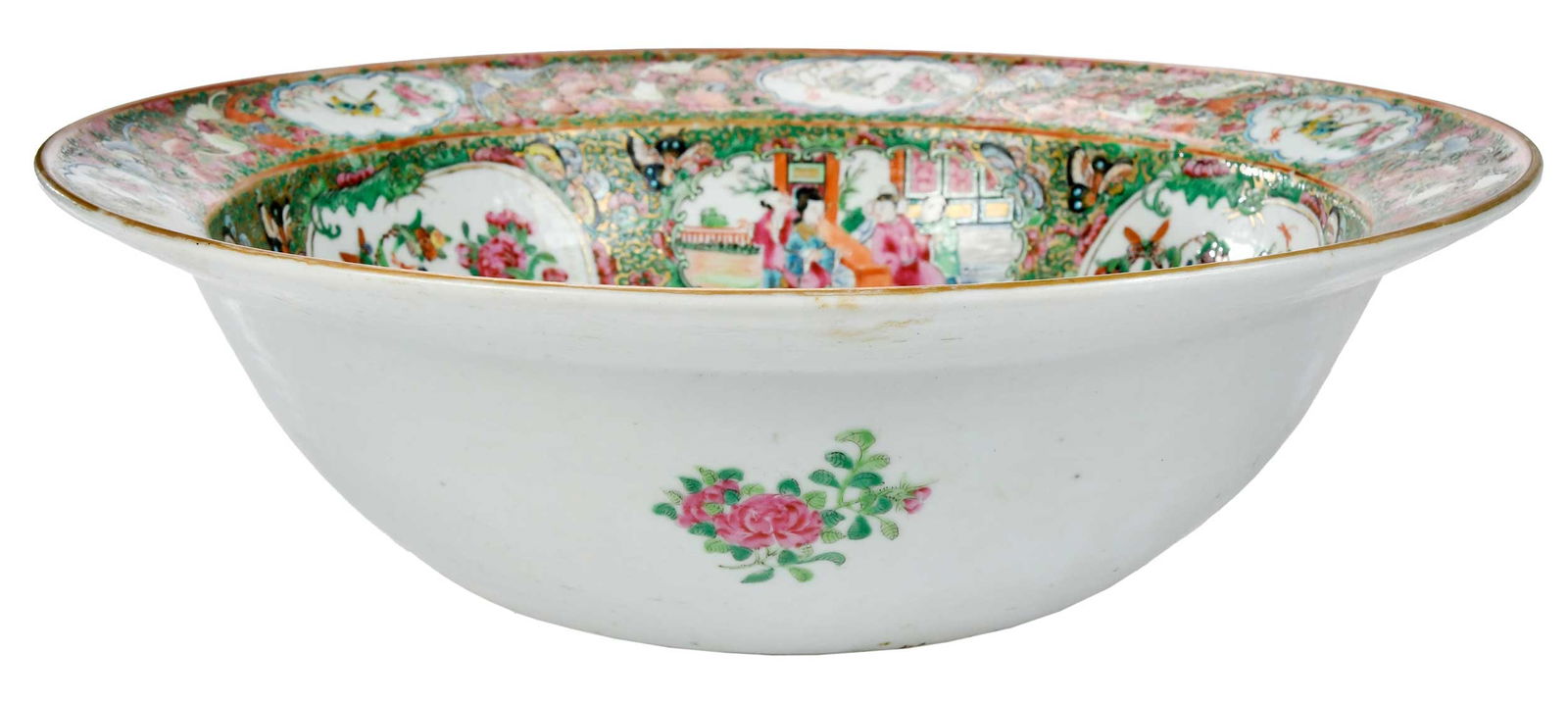 Large Chinese Export Rose Medallion Porcelain Basin (1 of 11)
