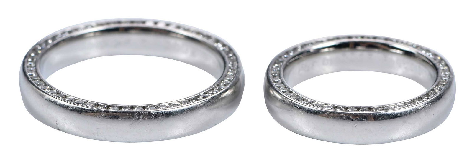 Platinum Wedding Band Set, Edged with Diamonds (1 of 3)