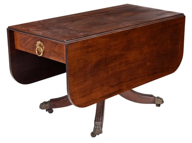 Fine American Classical Figured Mahogany Pedestal Table