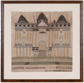 Federal Washington Capitol Framed Needlework