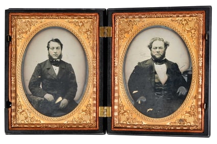 Two Daguerreotypes of Gentlemen in Gutta Percha Case