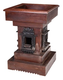 Figured Mahogany and Ebonized Gothic Revival Baptismal Font