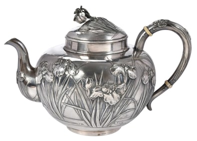 Japanese Konoike Sterling Iris Teapot