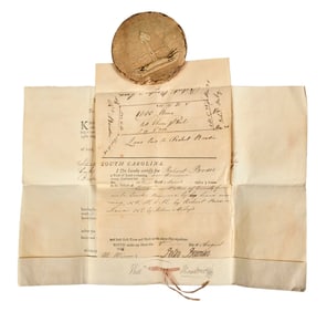 South Carolina Land Grant and Wax Seal, 1794 [Wm. Moultrie]