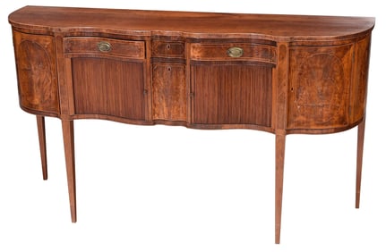 Very Fine and Rare Kentucky Federal Inlaid Figured Cherry Serpentine Sideboard