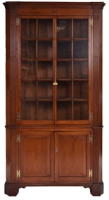 Fine Southern Federal Figured Cherry Stop Fluted Corner Cupboard