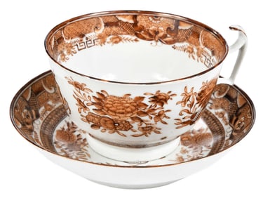 Chinese Export Armorial Porcelain Master Tea Cup and Saucer, Manigault Family