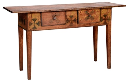 Very Rare Southern Paint Decorated Yellow Pine Hunt Board, Jim Williams Provenance