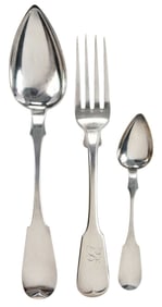 Three Pieces Raleigh Coin Silver Flatware