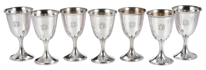 Seven Kirk & Son Sterling Goblets
