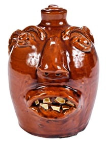 Davis Brown Attributed Stoneware Face Jug