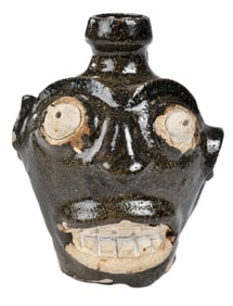 Scarce and Important Edgefield South Carolina Stoneware Face Jug
