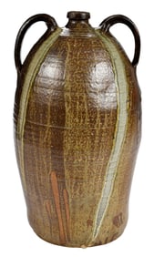 Rare and Important Large Decorated Davidson Family Attributed Georgia Stoneware Syrup Jug