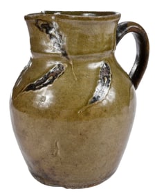 Thomas Chandler Attributed Decorated Stoneware Pitcher