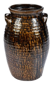 Very Rare and Important Azzel W. Davidson Alabama Stoneware Storage Jar
