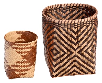 Two Lucille Lossiah North Carolina Cherokee Baskets