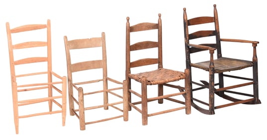 Four Early Georgia Ladder Back Chairs