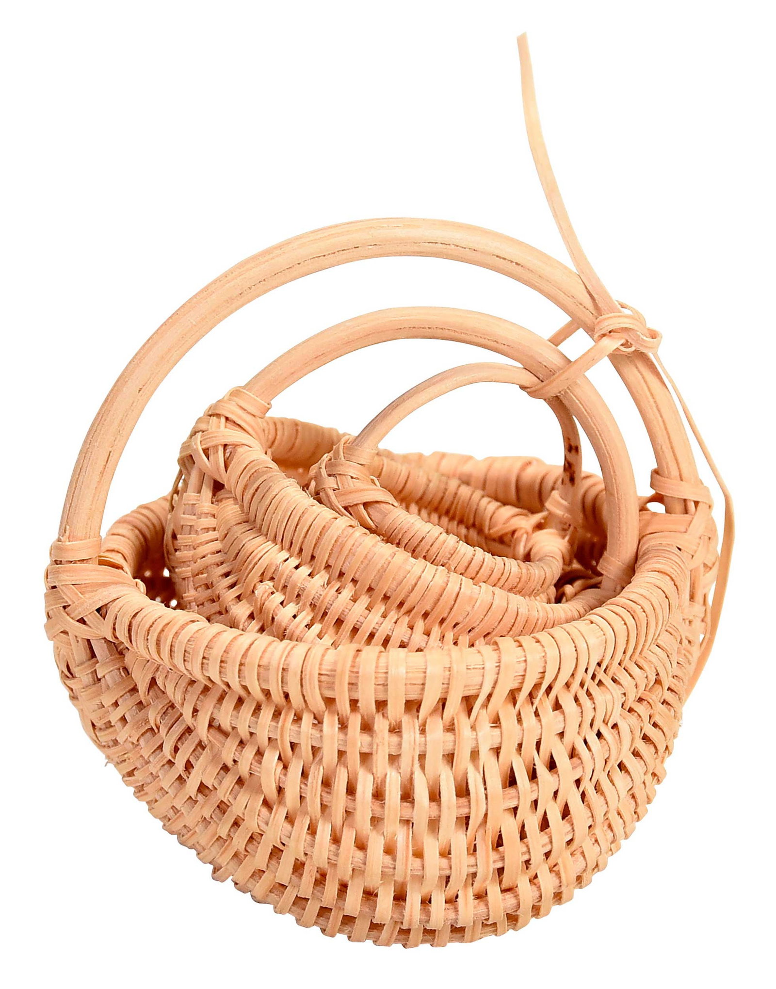 Three George McCollum Tennessee Miniature Nesting Baskets: Athens, McMinn County, Tennessee, circa 1994, each white oak, largest approx. 2-1/8 x 1-7/8 x 2 in. Provenance: From the Folklife Collection of Southern Pottery Scholar, Author and Professor of Englis