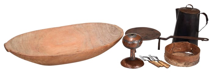 Group of Nine Early Tableware Objects