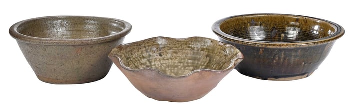 Three Crawford County Attributed Stoneware Bowls