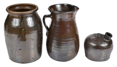 Three Pieces of Hewell Family Attributed Georgia Pottery
