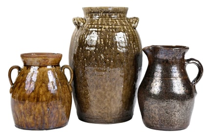 Three Pieces of Crawford County Attributed Georgia Stoneware