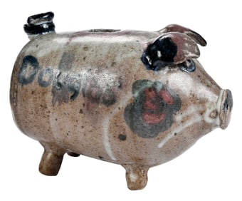 Arie Waldrup Meaders Attributed Decorated Stoneware Piggy Bank