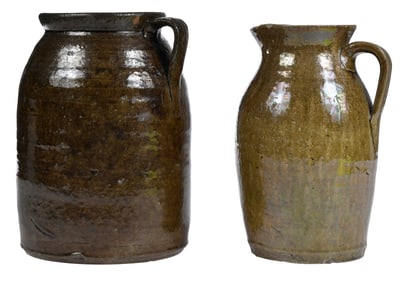 Five Pieces Mossy Creek Georgia Stoneware, Four Attributed to Joseph "Tarp" Dorsey