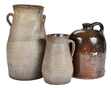Three Pieces of Georgia Jugtown Pottery Including B.S. Salter Jug