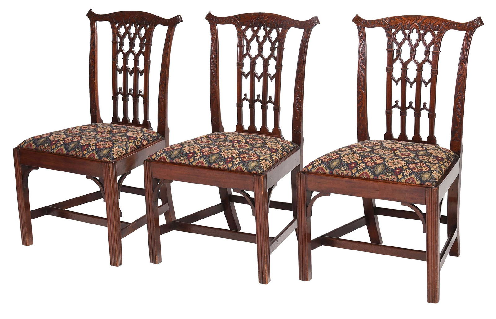 Set of Six George III Carved Mahogany Side Chairs (1 of 9)