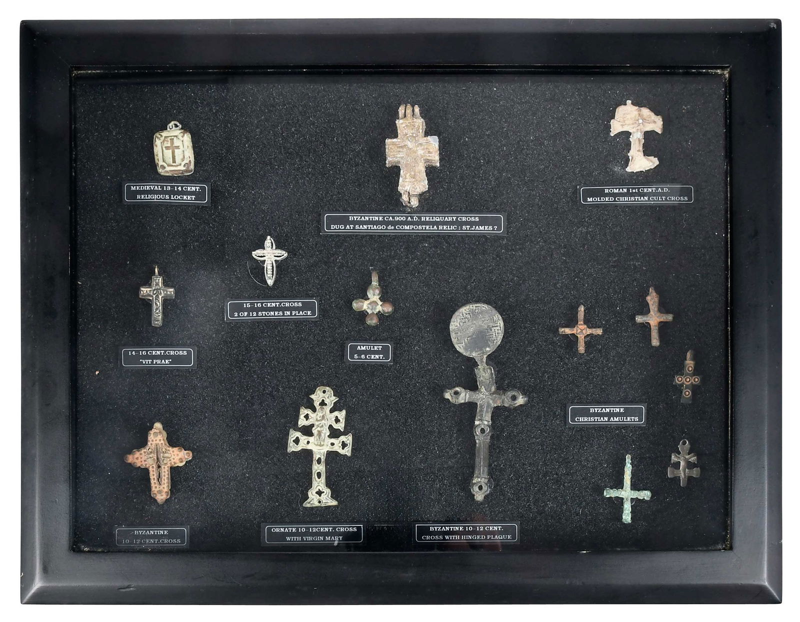 14 Ancient Cruciform Pendants in Shadowbox (1 of 15)