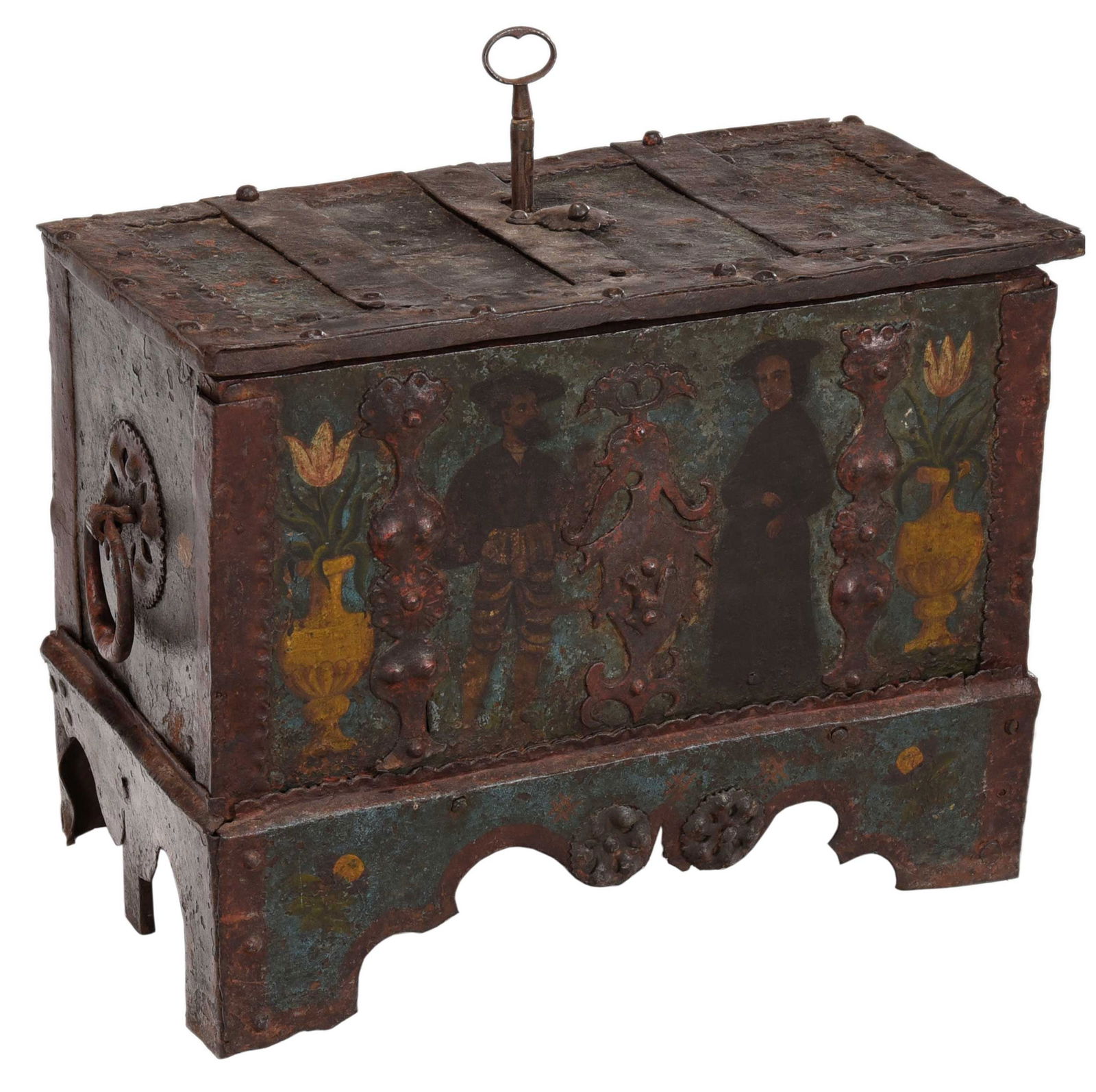 Flemish Diminutive Painted Iron Strongbox (1 of 7)
