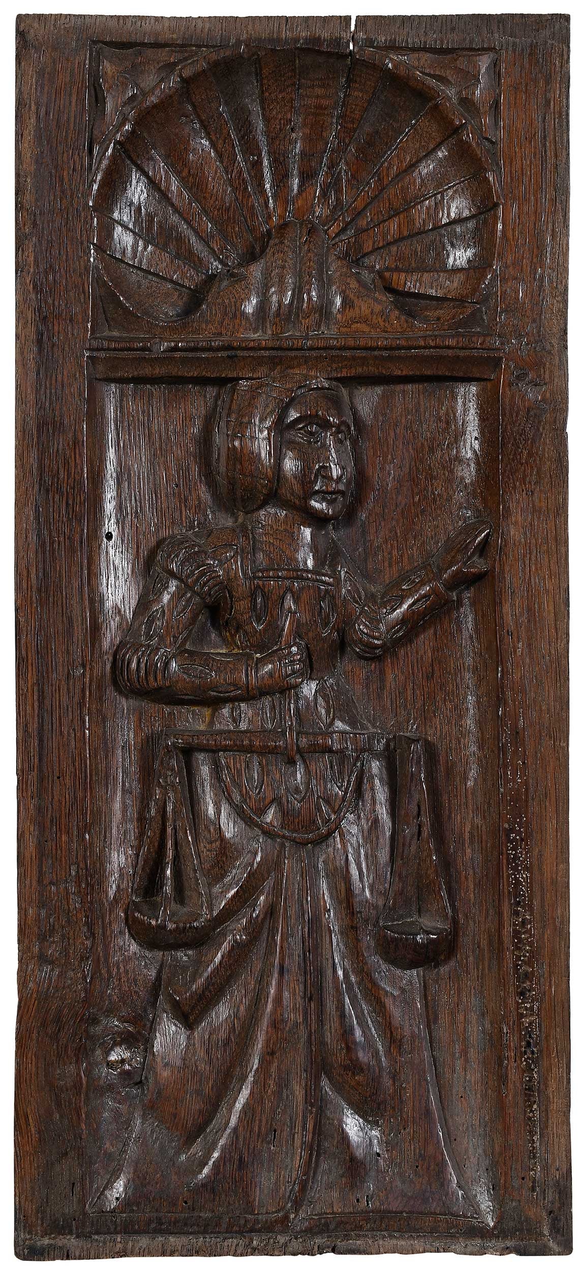 French Carved Oak Panel of 'Justice' (1 of 7)