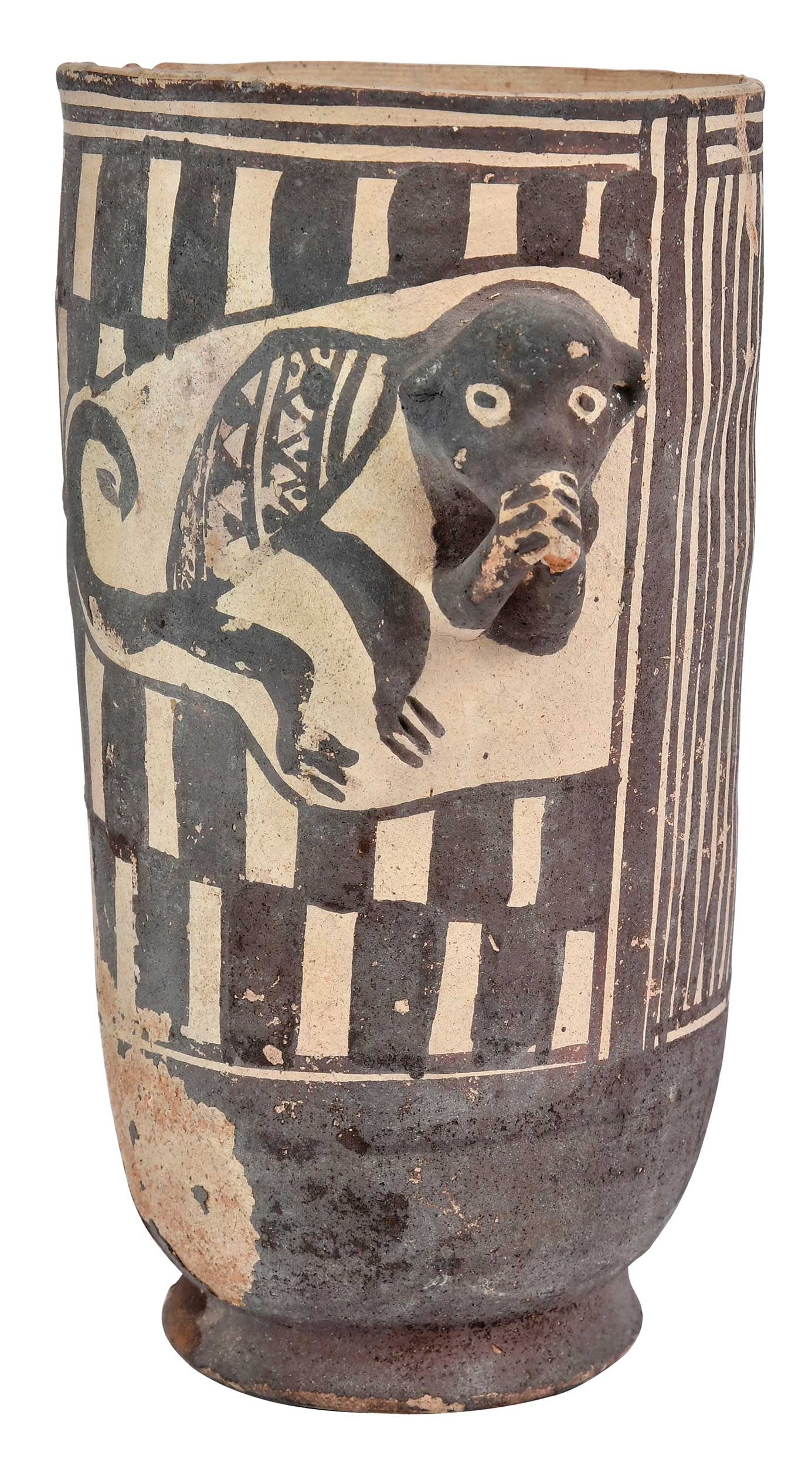 Peruvian Chancay Ceramic Beaker with Monkey (1 of 6)