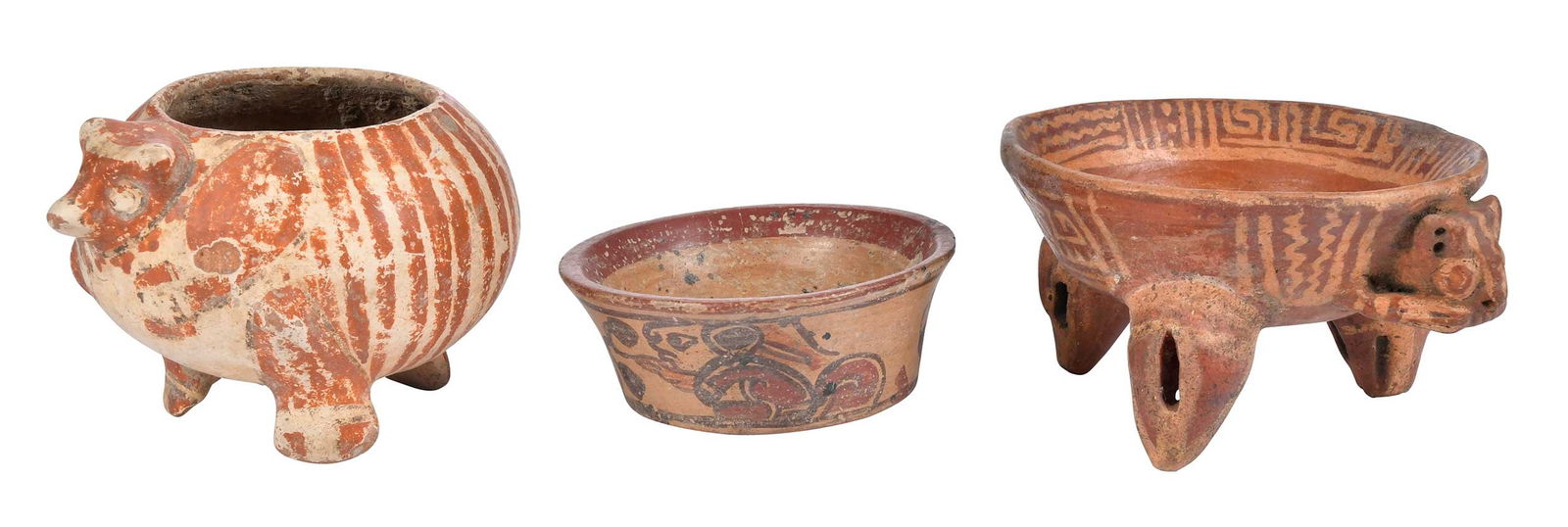 Two Pre-Columbian or Style Ceramic Bowls and Mayan or Style Bowl (1 of 9)