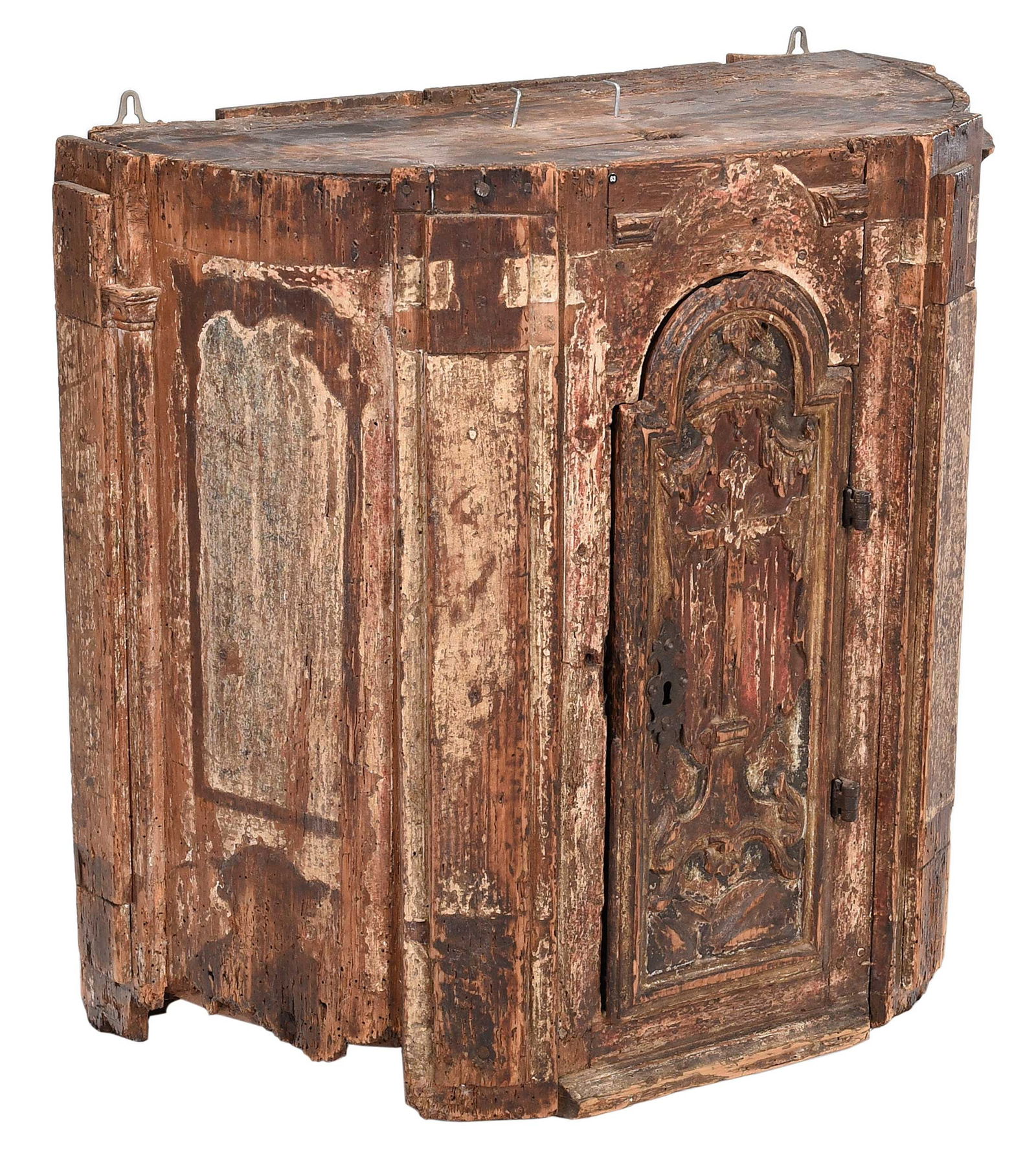 Continental Baroque Carved and Paint Decorated Reliquary Cabinet with Santo (1 of 9)