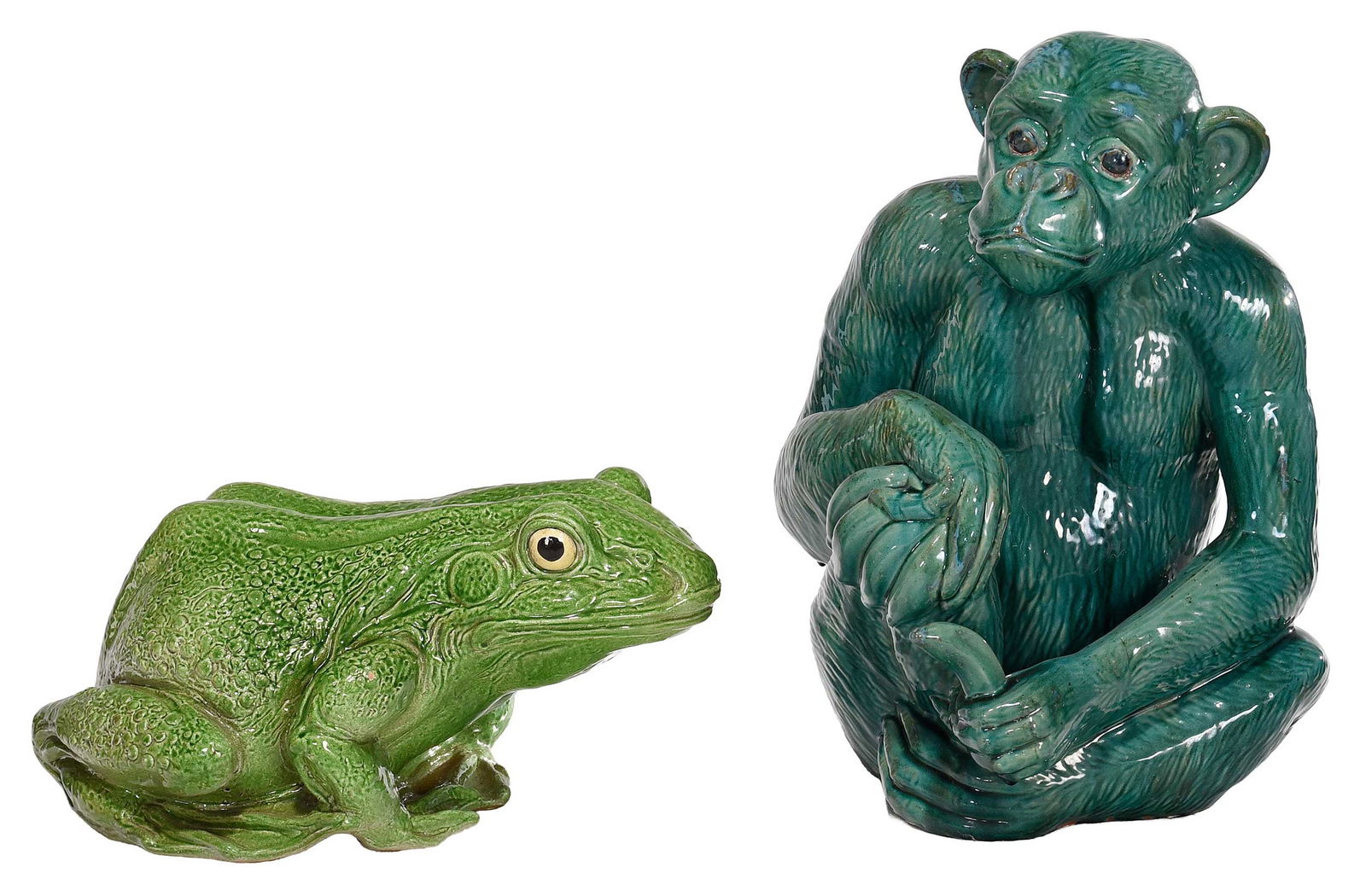 Large Green Glazed Frog and Monkey (1 of 5)