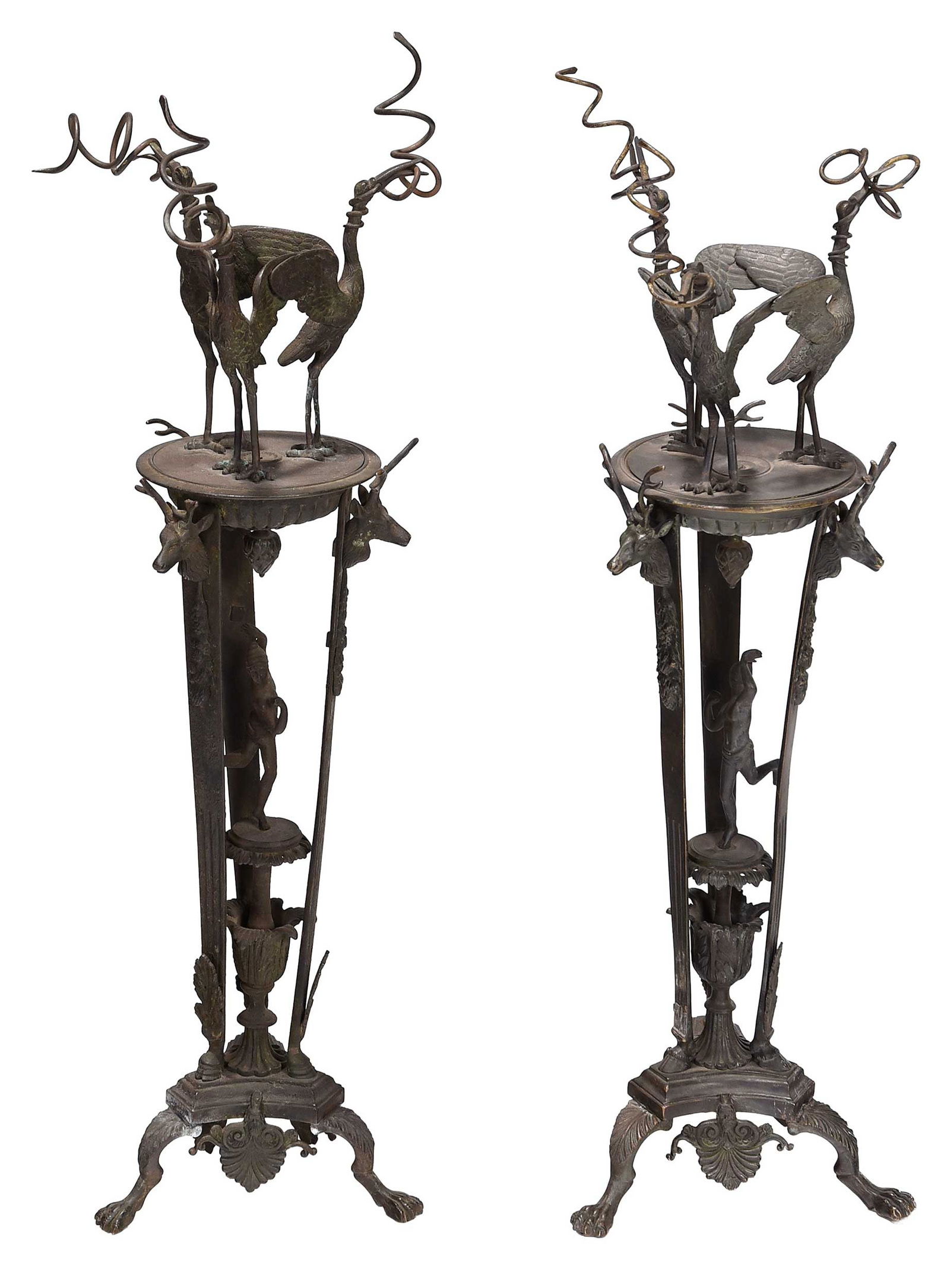 Pair of Italian Grand Tour Bronze Oil Lamps (1 of 7)