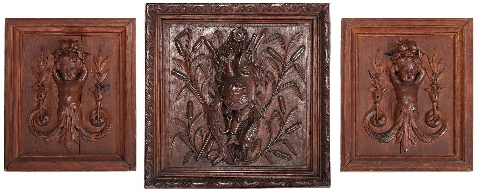 Three Large Carved Oak Wood Architectural Panels (1 of 5)
