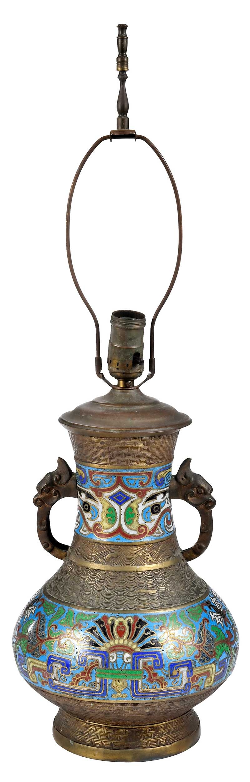 Asian Cloisonne Urn Converted to Table Lamp (1 of 6)