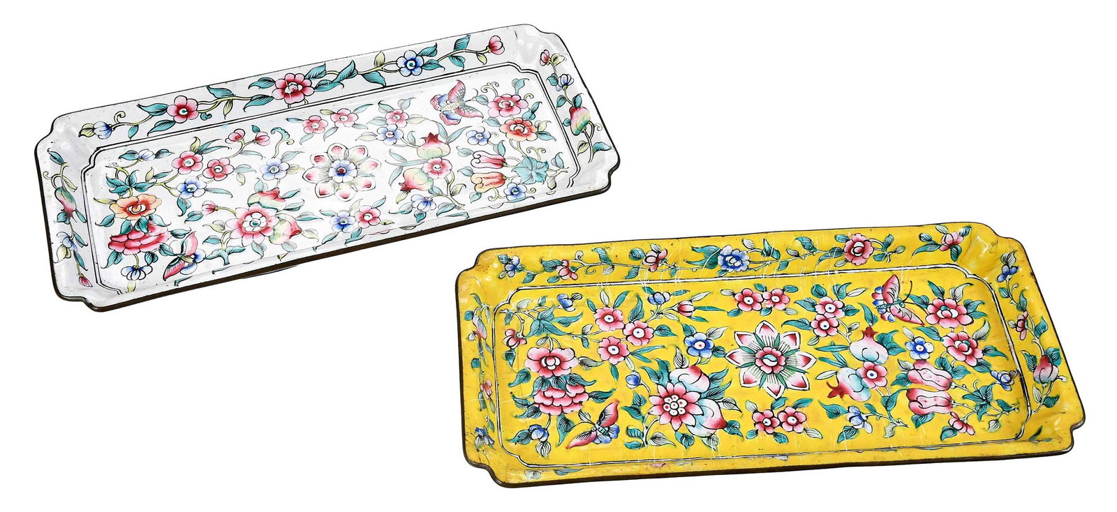 Two Chinese Enameled Metal Pen Trays (1 of 5)