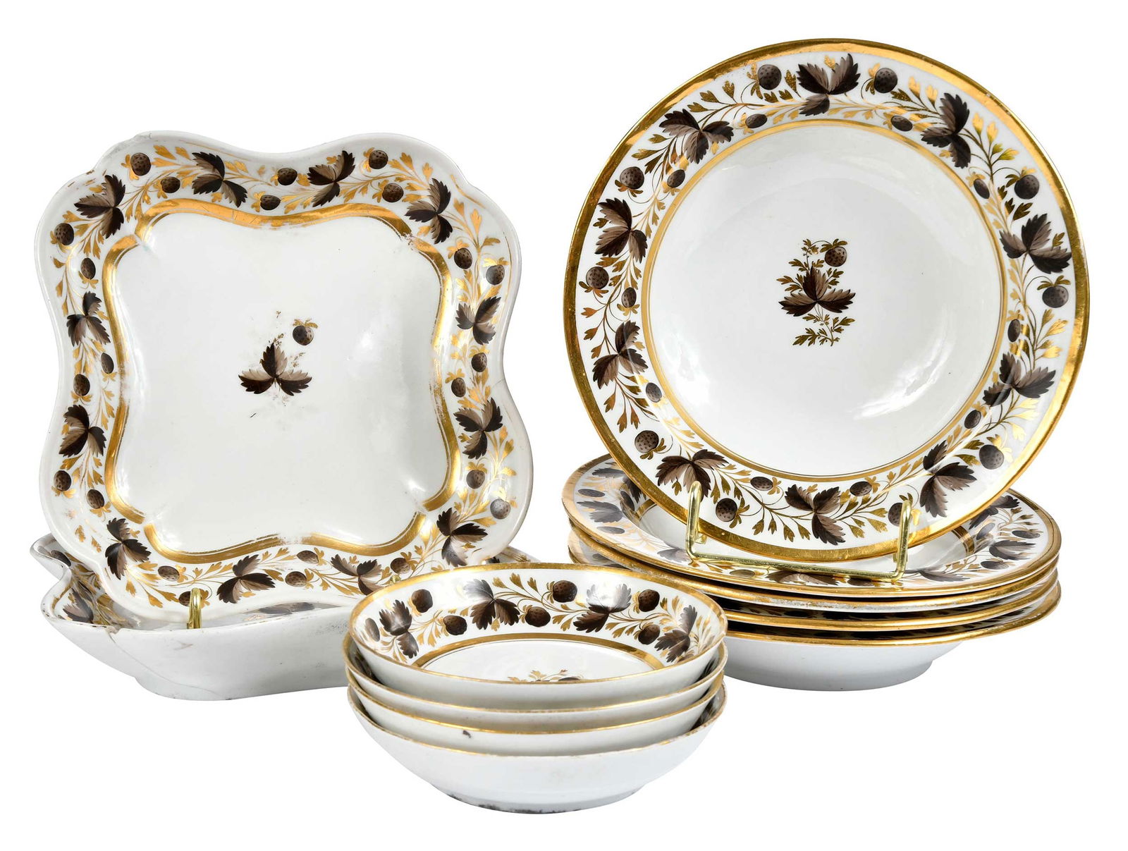 Eleven Chamberlain's Worcester Ceramic Plates and Saucers (1 of 10)