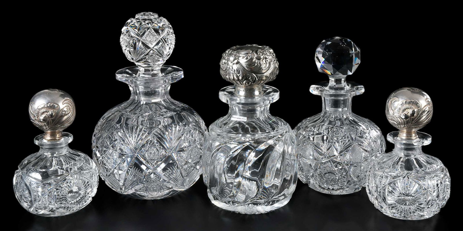 Five American Brilliant Period Cut Glass Perfume Bottles (1 of 12)