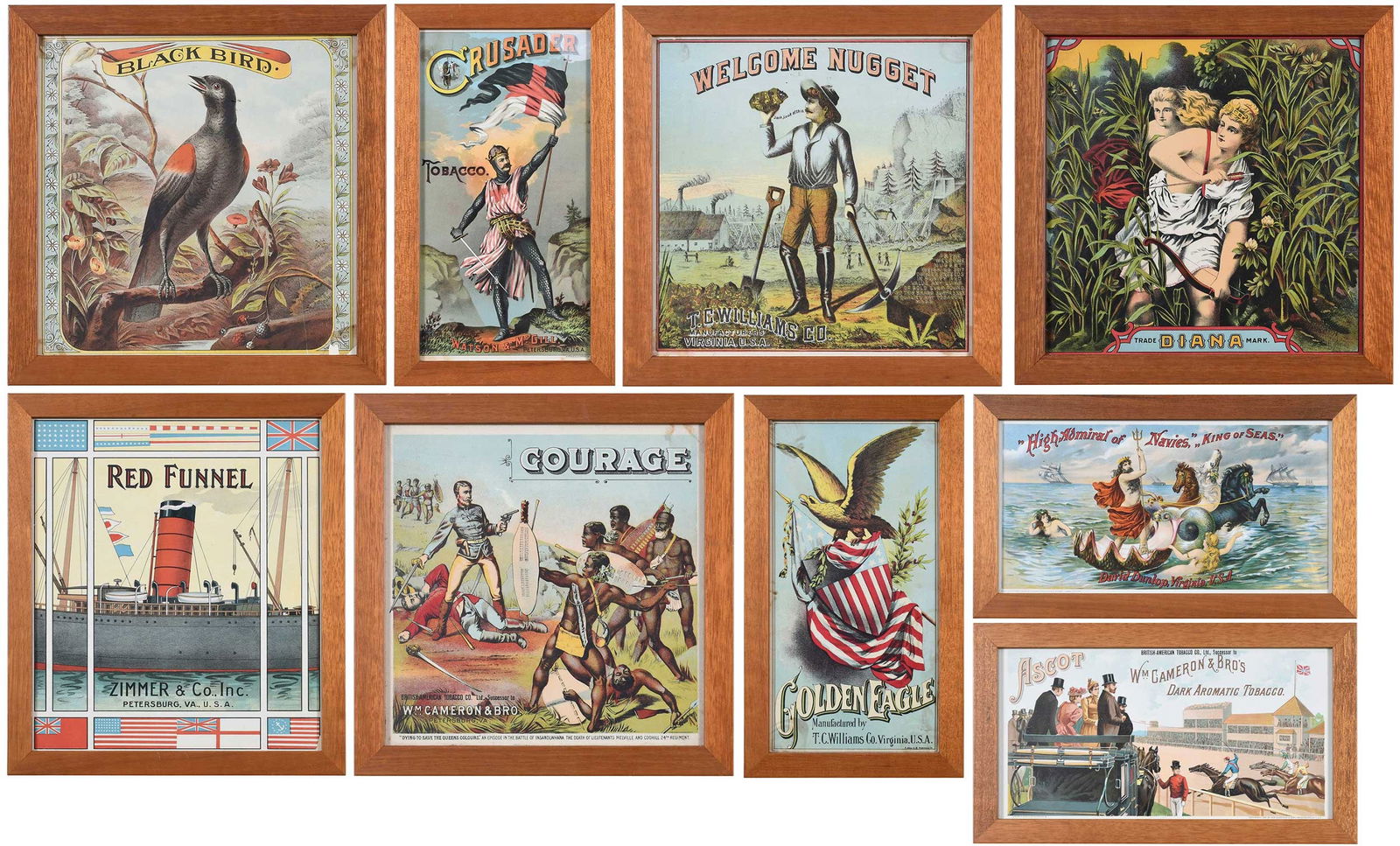 Nine Framed Tobacco Advertisements (1 of 20)