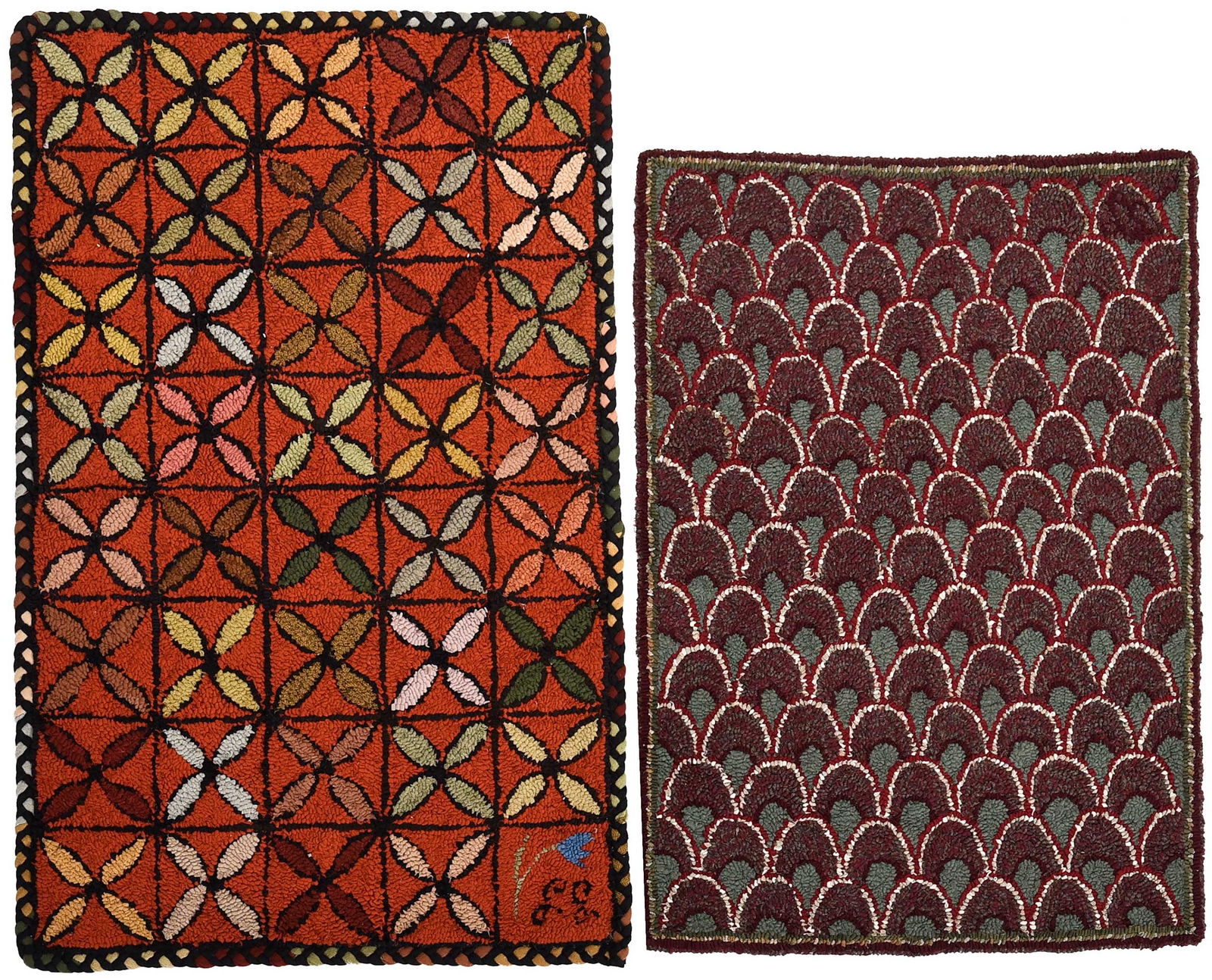 Two Initialed American Hooked Rugs (1 of 5)