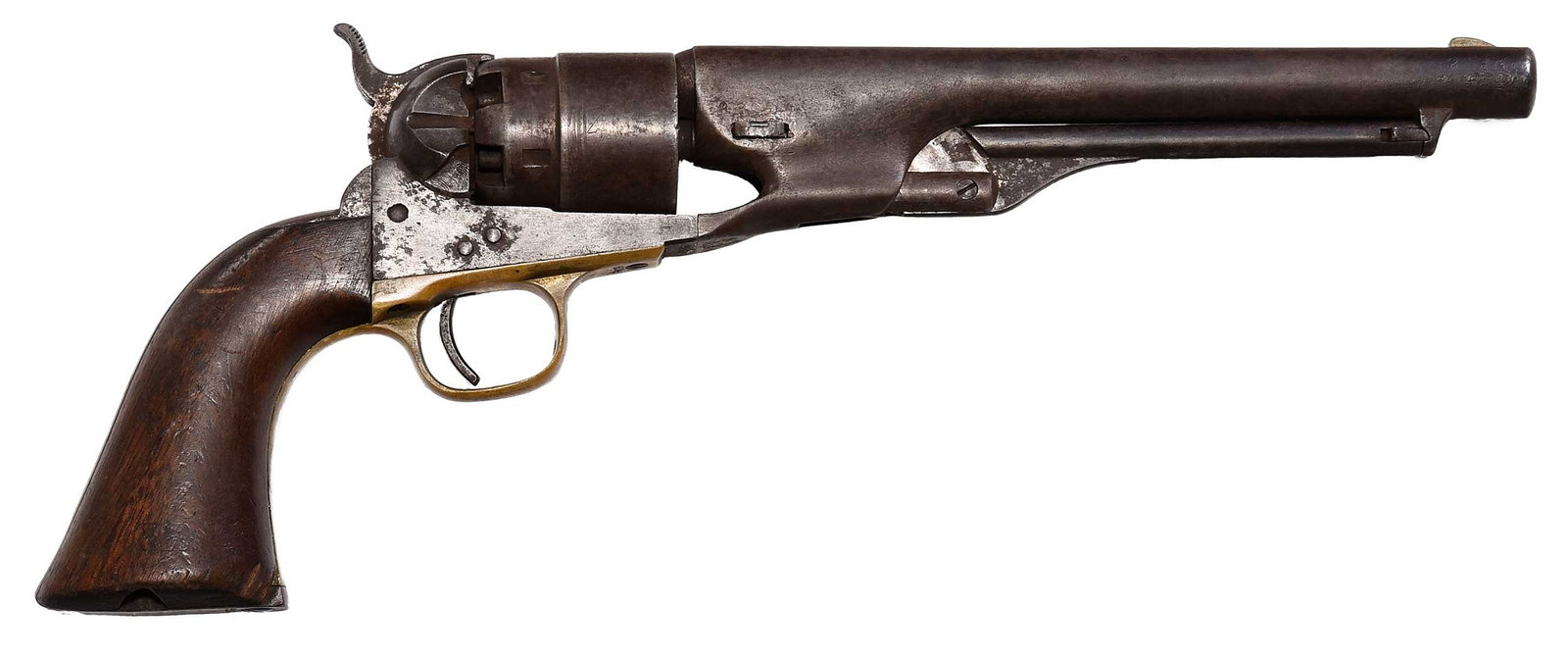 Colt Model 1860 Army Revolver: serial number 51315 stamped in three places under frame and under backstrap, circa 1863, .44 caliber, "Colts Patent" stamp on side of three screw frame, 8 in. barrel stamped&n