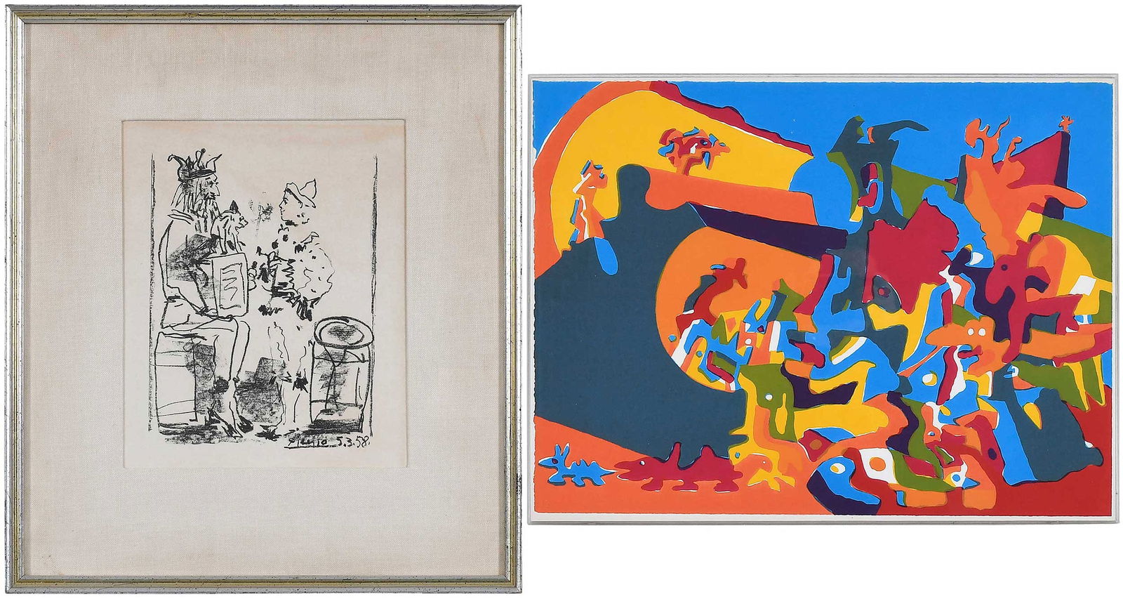 Two Works, Different Lithographs: (20th/21st century) John David Himmelfarb, Salad, 1971, editioned in pencil verso 18/95, signed in pencil verso "John Himmelfarb '71", lithograph on paper, sheet 15 x 20 in.; acryl