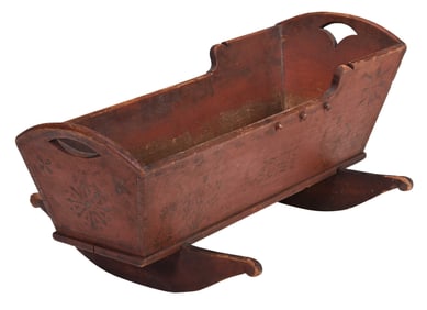 Southern Paint Decorated and Stenciled Cradle