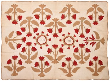 Rare Sarah Berry 1894 Dated Applique Quilt, Hawkins County, Tennessee